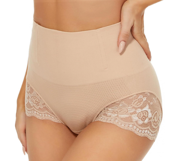 Womens Plus Elegant Panties Plus Size Lace High Waist Tummy Control Briefs